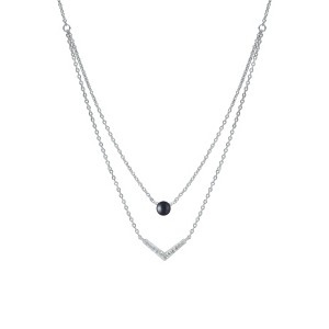 Colier argint cu perla naturala neagra si pandantiv cu pietre DiAmanti SK23493N_B-G (Argint 925‰ 2,7 g.)